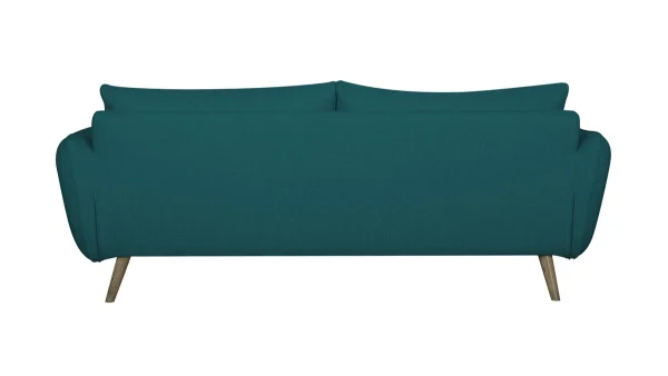 Canapé Scandinave 3 Places En Tissu Bleu Paon Et Bois Clair CREEP 5