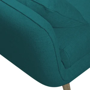 Canapé Scandinave 3 Places En Tissu Bleu Paon Et Bois Clair CREEP 18