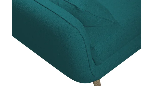 Canapé Scandinave 3 Places En Tissu Bleu Paon Et Bois Clair CREEP 6