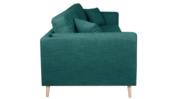 Canapé Scandinave 3 Places En Tissu Bleu Paon Et Bois Clair VOGUE 4