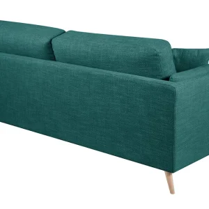 Canapé Scandinave 3 Places En Tissu Bleu Paon Et Bois Clair VOGUE 14
