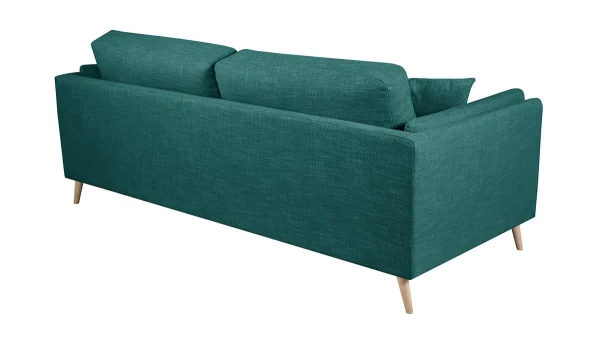 Canapé Scandinave 3 Places En Tissu Bleu Paon Et Bois Clair VOGUE 5