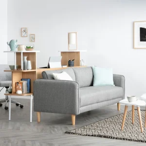 Achat Canapé Scandinave 3 Places En Tissu Gris Clair Et Bois Clair KURT – Miliboo & Stéphane Plaza 20