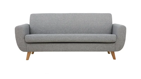 excellents soldes Canapé Scandinave 3 Places En Tissu Gris Clair Et Bois Clair PURE 1