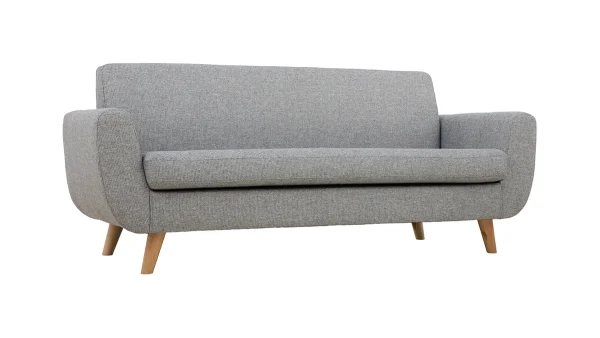 excellents soldes Canapé Scandinave 3 Places En Tissu Gris Clair Et Bois Clair PURE 3