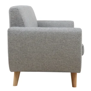 excellents soldes Canapé Scandinave 3 Places En Tissu Gris Clair Et Bois Clair PURE 13