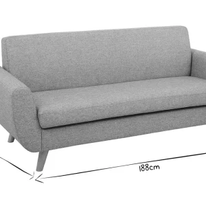 excellents soldes Canapé Scandinave 3 Places En Tissu Gris Clair Et Bois Clair PURE 19