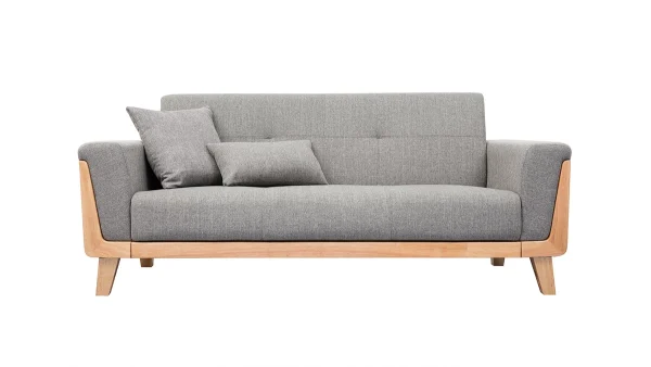 Canapé Scandinave 3 Places En Tissu Gris Et Bois Clair FJORD Achat 1