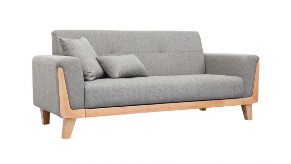 Canapé Scandinave 3 Places En Tissu Gris Et Bois Clair FJORD Achat 4