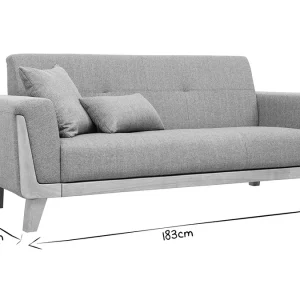 Canapé Scandinave 3 Places En Tissu Gris Et Bois Clair FJORD Achat 25