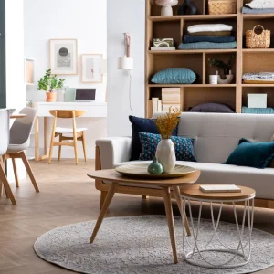 Canapé Scandinave 3 Places En Tissu Gris Et Bois Clair FJORD Achat 23