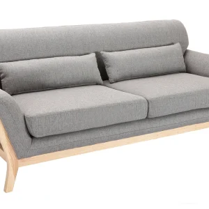 pas cher Canapé Scandinave 3 Places En Tissu Gris Et Bois Clair YOKO 18