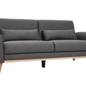 prix de gros Canapé Scandinave 3 Places En Tissu Gris Foncé Et Bois Clair EKTOR 11