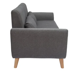 prix de gros Canapé Scandinave 3 Places En Tissu Gris Foncé Et Bois Clair EKTOR 13
