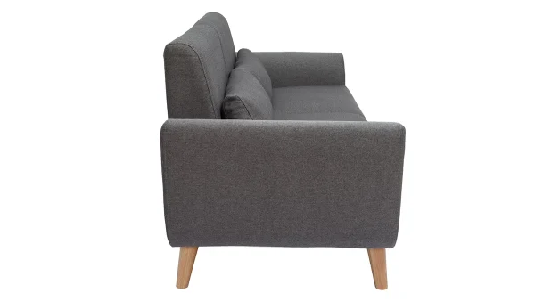 prix de gros Canapé Scandinave 3 Places En Tissu Gris Foncé Et Bois Clair EKTOR 4