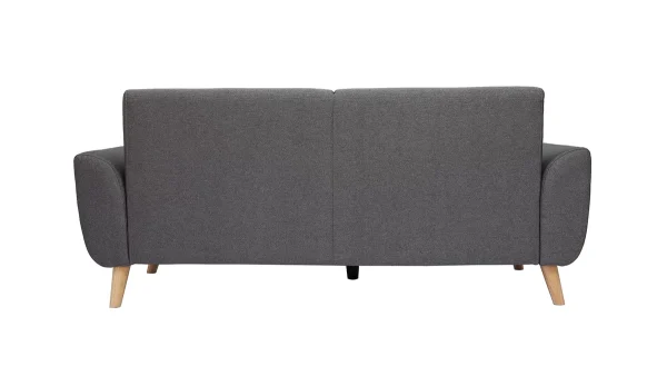prix de gros Canapé Scandinave 3 Places En Tissu Gris Foncé Et Bois Clair EKTOR 5