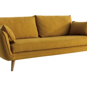 Canapé Scandinave 3 Places En Tissu Jaune Cumin Et Bois Clair CREEP Réductions 11
