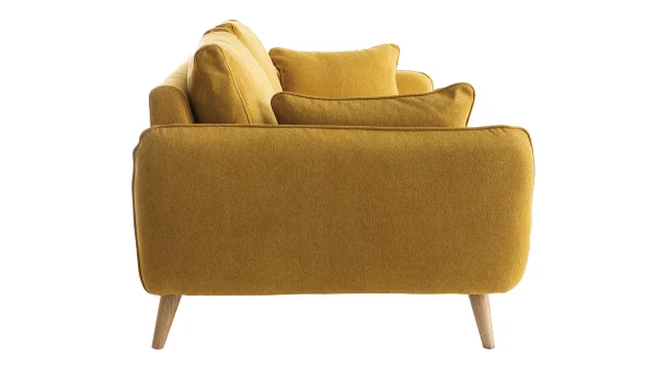 Canapé Scandinave 3 Places En Tissu Jaune Cumin Et Bois Clair CREEP Réductions 4