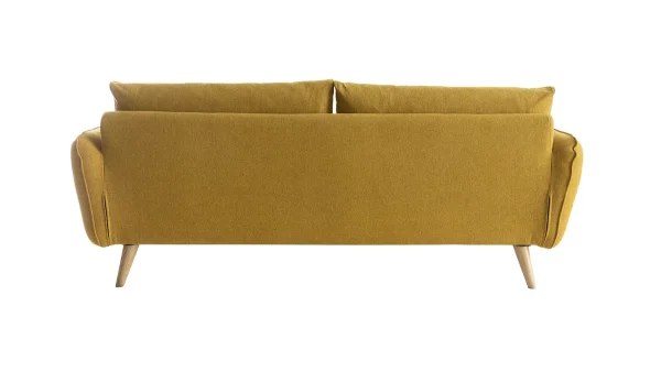 Canapé Scandinave 3 Places En Tissu Jaune Cumin Et Bois Clair CREEP Réductions 5