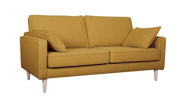 garantis authentique Canapé Scandinave 3 Places En Tissu Jaune Cumin Et Bois Clair PAPEL 3