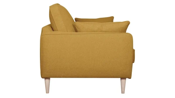 garantis authentique Canapé Scandinave 3 Places En Tissu Jaune Cumin Et Bois Clair PAPEL 4
