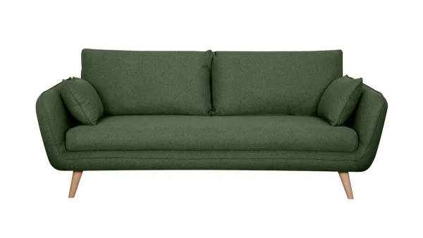 Canapé Scandinave 3 Places En Tissu Kaki Et Bois Clair CREEP 1
