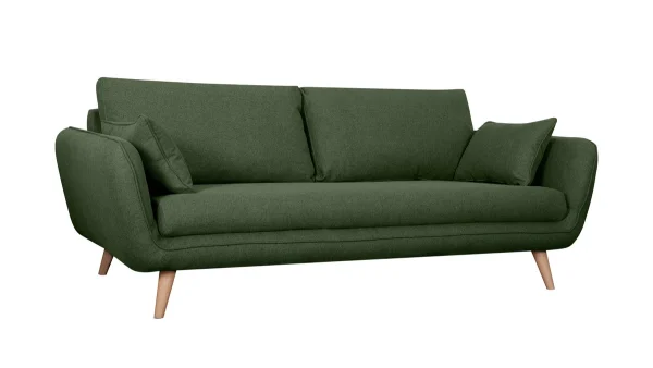 Canapé Scandinave 3 Places En Tissu Kaki Et Bois Clair CREEP 3