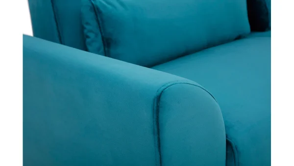 Canapé Scandinave 3 Places En Tissu Velours Bleu Pétrole Et Bois Clair EKTOR 6