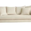 pas cher Canapé Scandinave 3 Places En Tissu Velours Côtelé Beige Et Bois Clair OLYMPIA 17