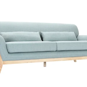 Vente Canapé Scandinave 3 Places En Tissu Vert Lagon Et Bois Clair YOKO 14