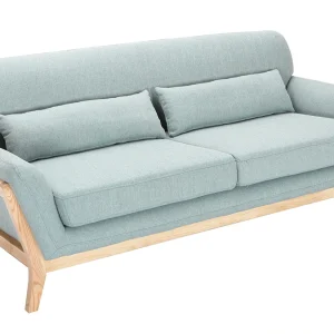 Vente Canapé Scandinave 3 Places En Tissu Vert Lagon Et Bois Clair YOKO 22