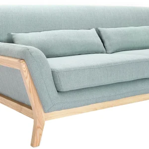 Vente Canapé Scandinave 3 Places En Tissu Vert Lagon Et Bois Clair YOKO 18
