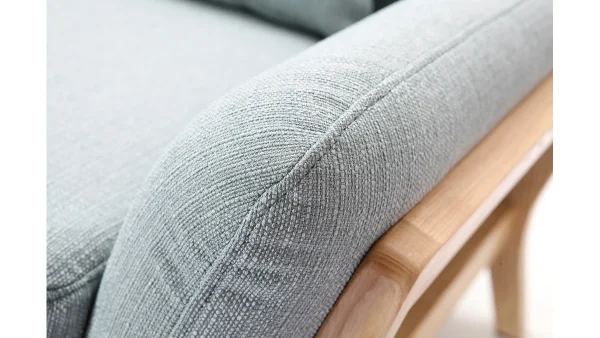 Vente Canapé Scandinave 3 Places En Tissu Vert Lagon Et Bois Clair YOKO 6