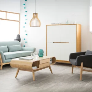 Vente Canapé Scandinave 3 Places En Tissu Vert Lagon Et Bois Clair YOKO 24