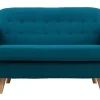 grossiste Canapé Scandinave Déhoussable 2 Places En Tissu Bleu Canard Et Bois Clair YNOK 22