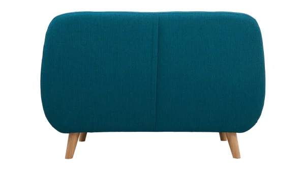 Canapé Scandinave Déhoussable 2 Places En Tissu Bleu Canard Et Bois Clair YNOK 5