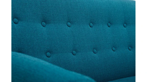 Canapé Scandinave Déhoussable 2 Places En Tissu Bleu Canard Et Bois Clair YNOK 6