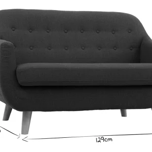 Canapé Scandinave Déhoussable 2 Places En Tissu Bleu Canard Et Bois Clair YNOK 22