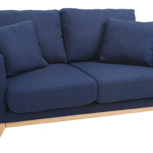 Authentic Original licence Canapé Scandinave Déhoussable 2 Places En Tissu Bleu Foncé Et Bois Clair OSLO 17