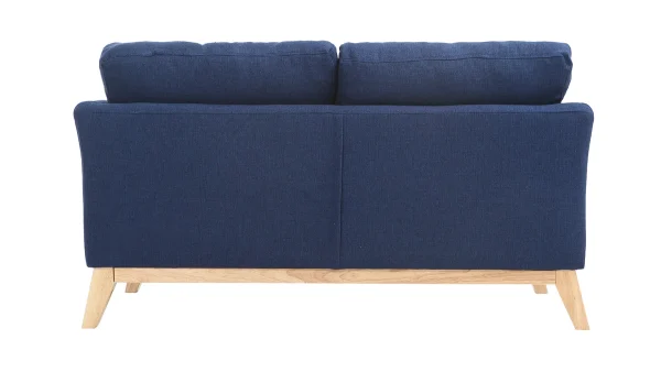 Authentic Original licence Canapé Scandinave Déhoussable 2 Places En Tissu Bleu Foncé Et Bois Clair OSLO 4