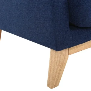 Authentic Original licence Canapé Scandinave Déhoussable 2 Places En Tissu Bleu Foncé Et Bois Clair OSLO 19