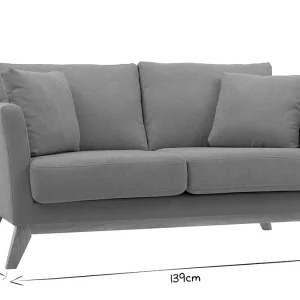 Authentic Original licence Canapé Scandinave Déhoussable 2 Places En Tissu Bleu Foncé Et Bois Clair OSLO 25
