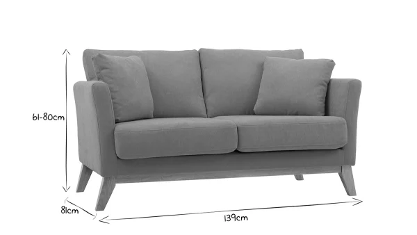 Authentic Original licence Canapé Scandinave Déhoussable 2 Places En Tissu Bleu Foncé Et Bois Clair OSLO 9