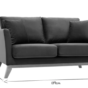 Canapé Scandinave Déhoussable 2 Places En Tissu Effet Velours Kaki Et Bois Clair OSLO vente pas cher 19