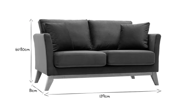 Canapé Scandinave Déhoussable 2 Places En Tissu Effet Velours Kaki Et Bois Clair OSLO vente pas cher 7