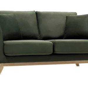 Canapé Scandinave Déhoussable 2 Places En Tissu Effet Velours Kaki Et Bois Clair OSLO vente pas cher 11