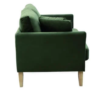 Canapé Scandinave Déhoussable 2 Places En Tissu Effet Velours Kaki Et Bois Clair OSLO vente pas cher 13