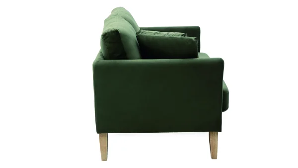 Canapé Scandinave Déhoussable 2 Places En Tissu Effet Velours Kaki Et Bois Clair OSLO vente pas cher 4
