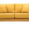 Canapé Scandinave Déhoussable 2 Places En Tissu Effet Velours Moutarde Et Bois Clair OSLO De Qualité 25