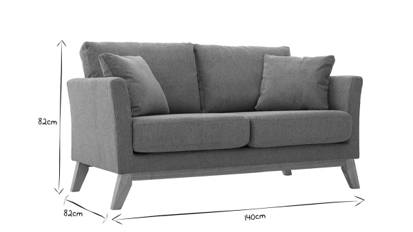 Canapé Scandinave Déhoussable 2 Places En Tissu Effet Velours Texturé Terracotta Et Bois Clair OSLO 7